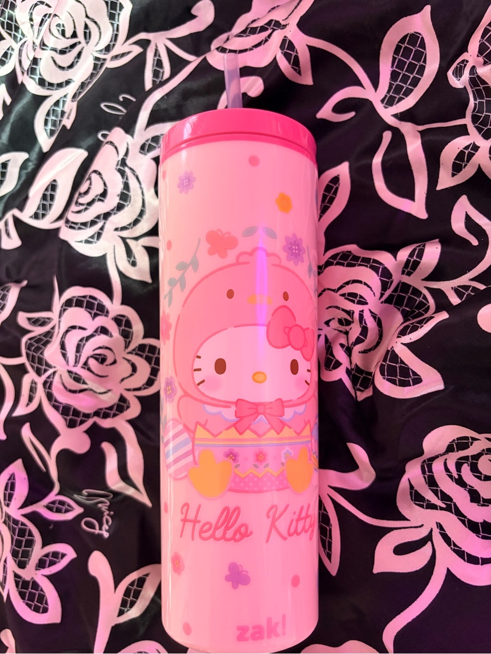 Sanrio Hello Kitty Pink Travel Cup with Floral Pattern